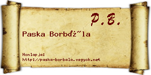 Paska Borbála névjegykártya